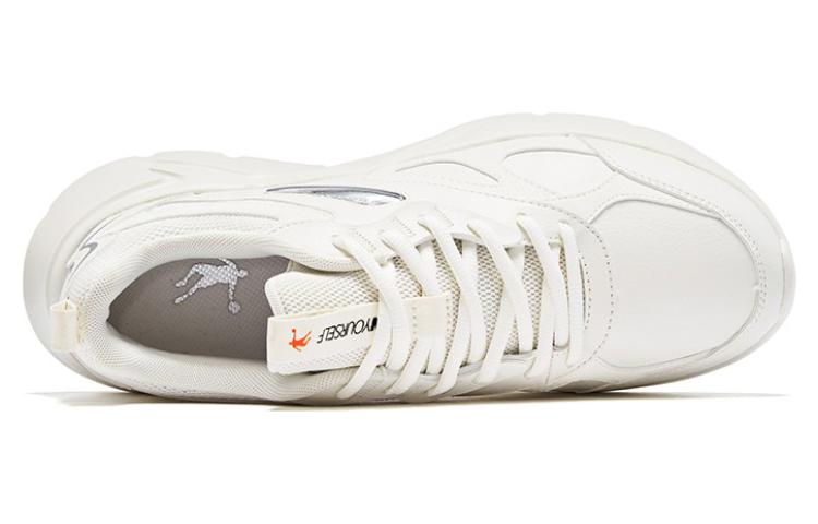 QIAODAN Textile, Synthetic Leather Soft And Comfortable Cushioning Breathable Low top Running Shoes Men’s White