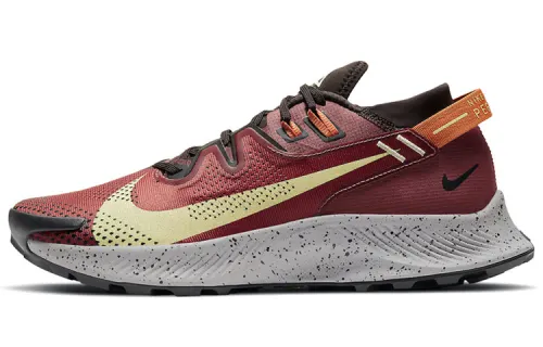 Nike Pegasus Trail 2 lightweight cushioning, shock-absorbing, non-slip and wear-resistant low-cut running shoes for men, red and yellow