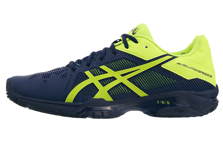 ASICS Gel Solution Speed 3 Versatile Abrasion Resistant Breathable Low top Running Shoes Men's Blue Yellow