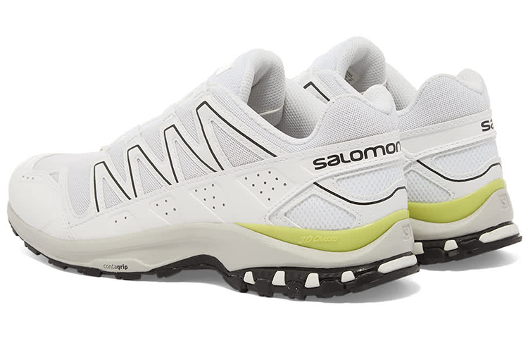 SALOMON Mesh, Textile Cushioning Slip Resistant Abrasion Resistant Lightweight Low top Running Shoes Men’s White Green