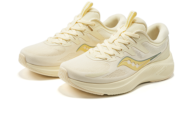 Saucony Comfortable And Breathable Slip Resistant Abrasion Resistant Low top Running Shoes Women’s Light Yellow