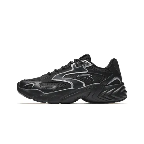 Anta Slip Resistant Abrasion Resistant Low top Casual Running Shoes Men's Black Silver