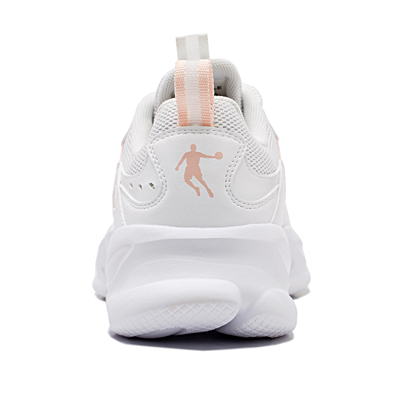 QIAODAN Slip Resistant, Abrasion Resistant, Breathable Low top Running Shoes Women’s Jordan White Enamel Pink