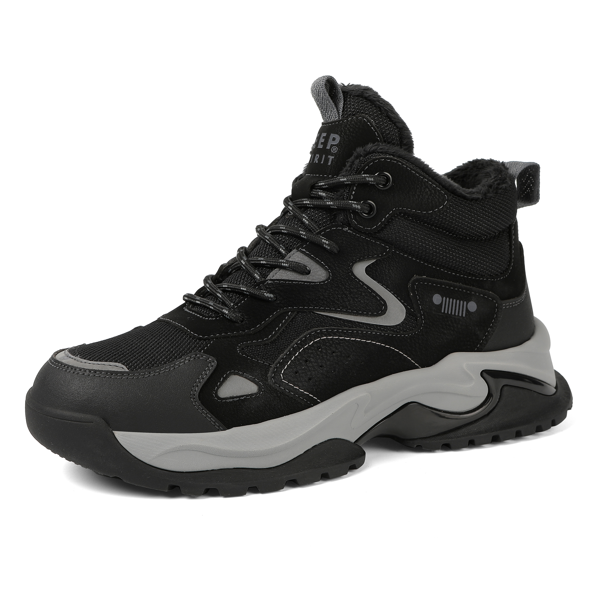 JEEP SPIRIT Black Myth Cushioning Abrasion Resistant Coverage Balance Thermal Height Increasing Mid top Outdoor Boots