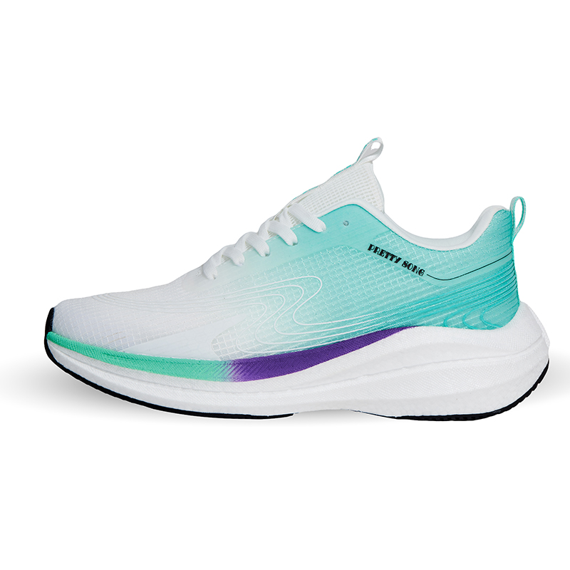 PRETTY SONG Cushioning Slip Resistant Abrasion Resistant Low top Casual Running Shoes Men’s Green Blue Mismatched