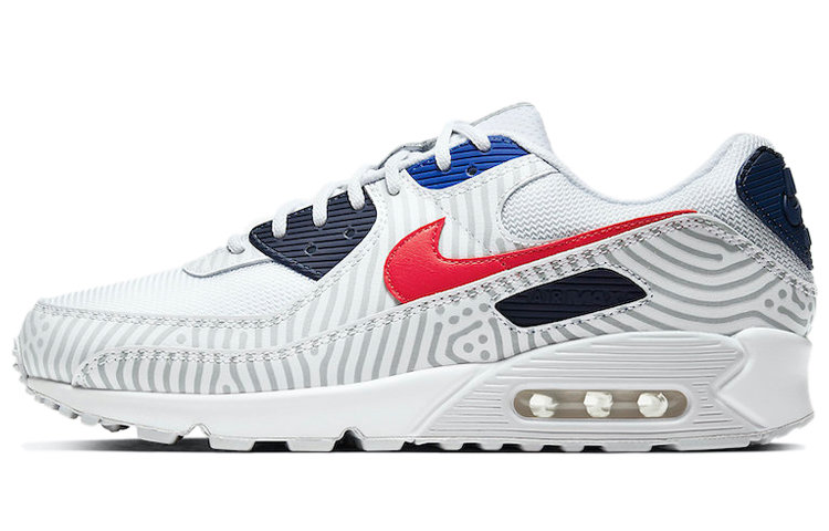 Nike Низкие кроссовки Air Max 90 European Tour мужские и женские фасон унисекс белый синий красный