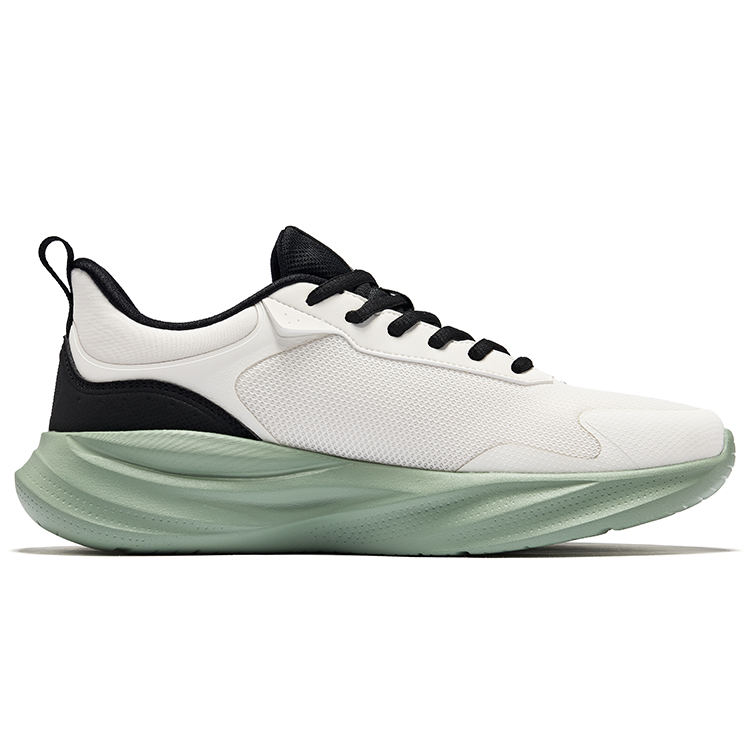 Erke Cushioning Lightweight Rebound Low top Casual Running Shoes Men’s Microcrystal White Jet Black Emerald Wave