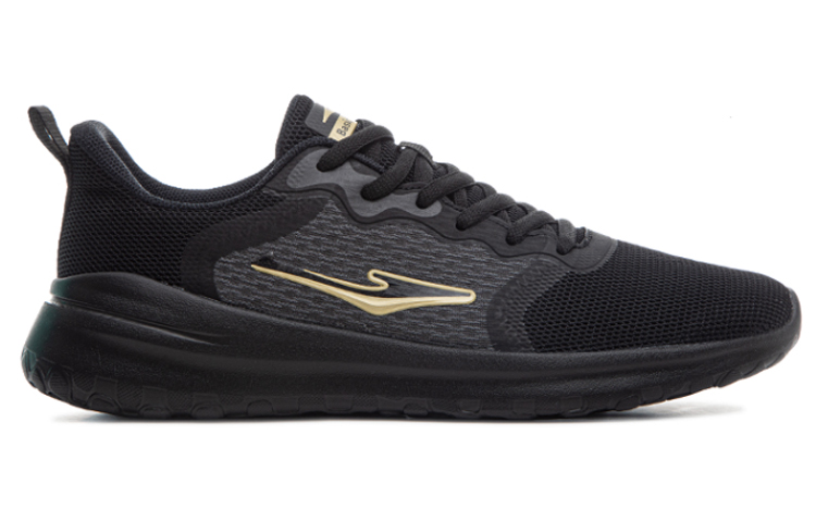 Erke Breathable And Resilient Low top Running Shoes Men’s Black Gold