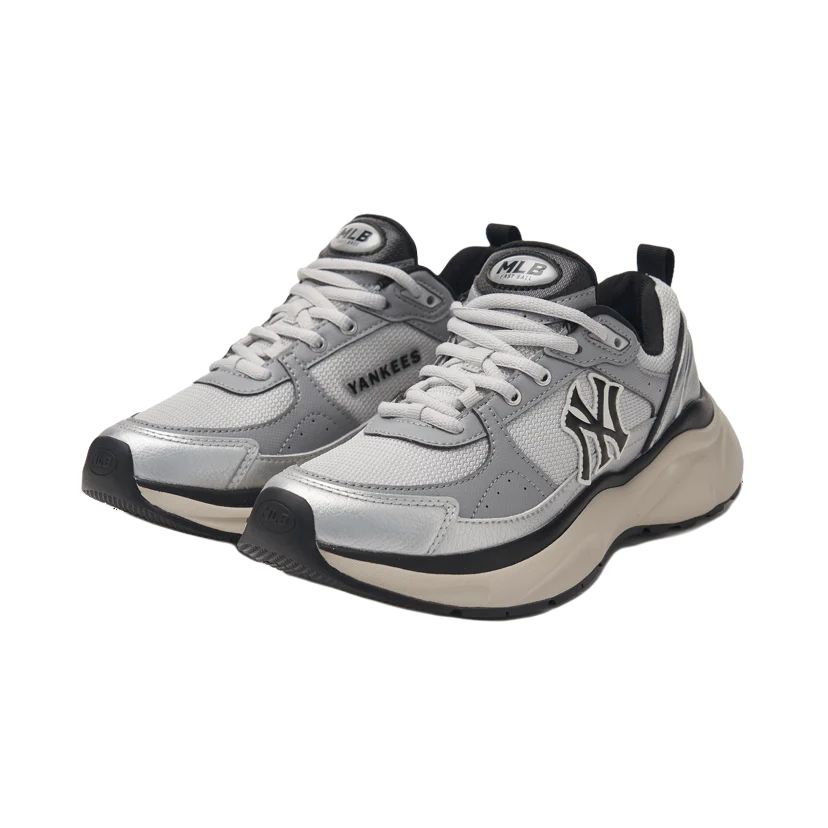 MLB Chunky Runner Fastball Abrasion Resistant Low top Running Shoes Unisex White Gray Silver