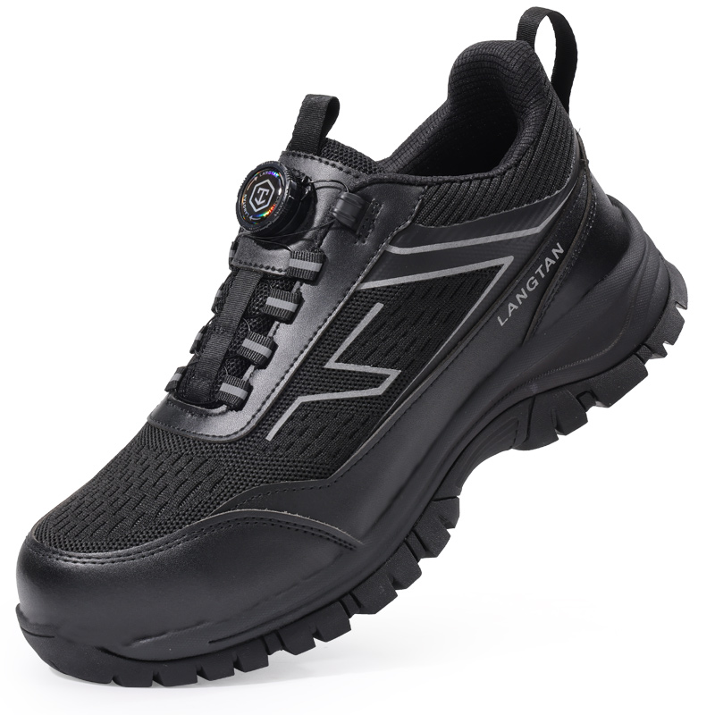LANGTAN Non slip, Wear resistant, Impact resistant Low top Outdoor Shoes Men’s Black