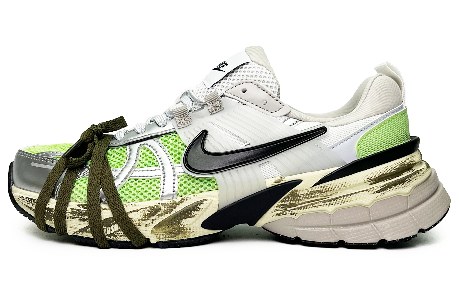 Nike V2K Run Non slip Lightweight Low top Running Shoes Women’s Silver Green