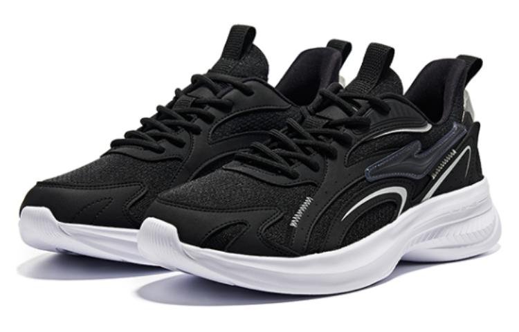Erke Cushioning Slip Resistant Abrasion Resistant Low top Running Shoes Men’s Jet Black Bright Silver