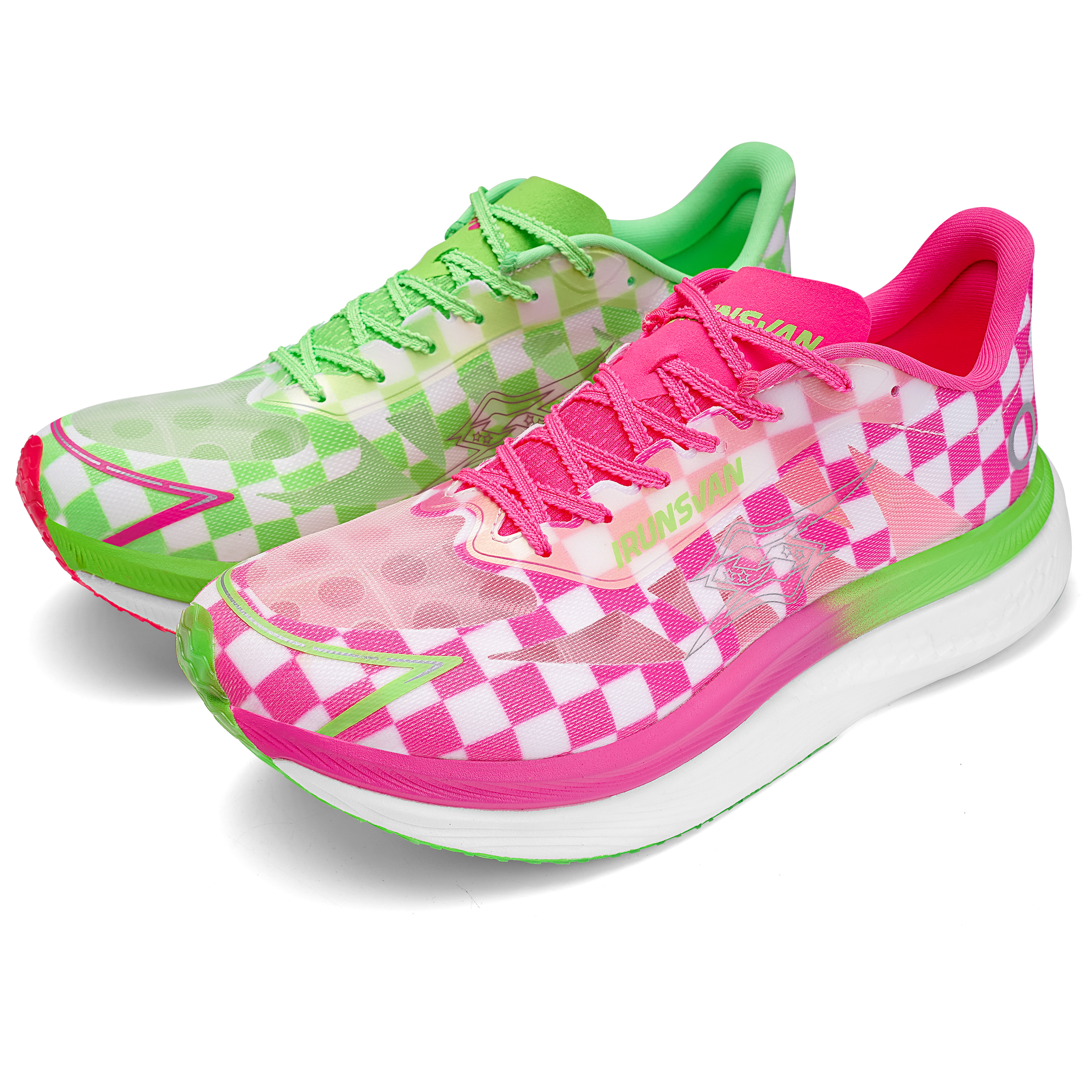 IRUNSVAN Running Shoes Unisex Mismatched Color Block Rose & Turquoise