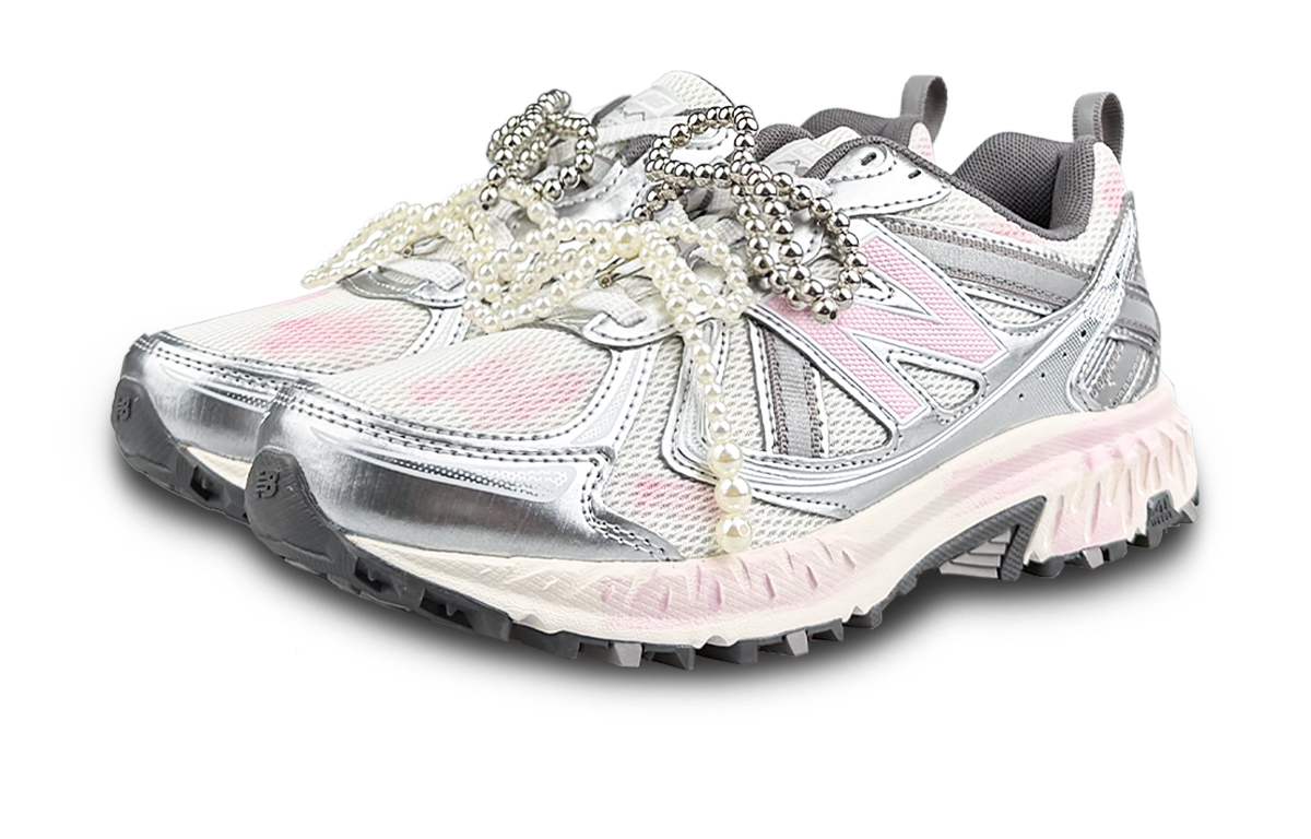 New Balance NB 410 V5 Breathable Low top Running Shoes Unisex White Silver Pink