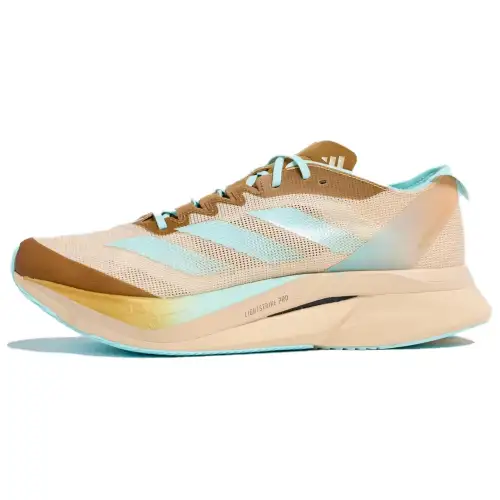 Adidas Adizero Boston 12 Slip Resistant Abrasion Resistant Low top Training Running Shoes Unisex Beige Green