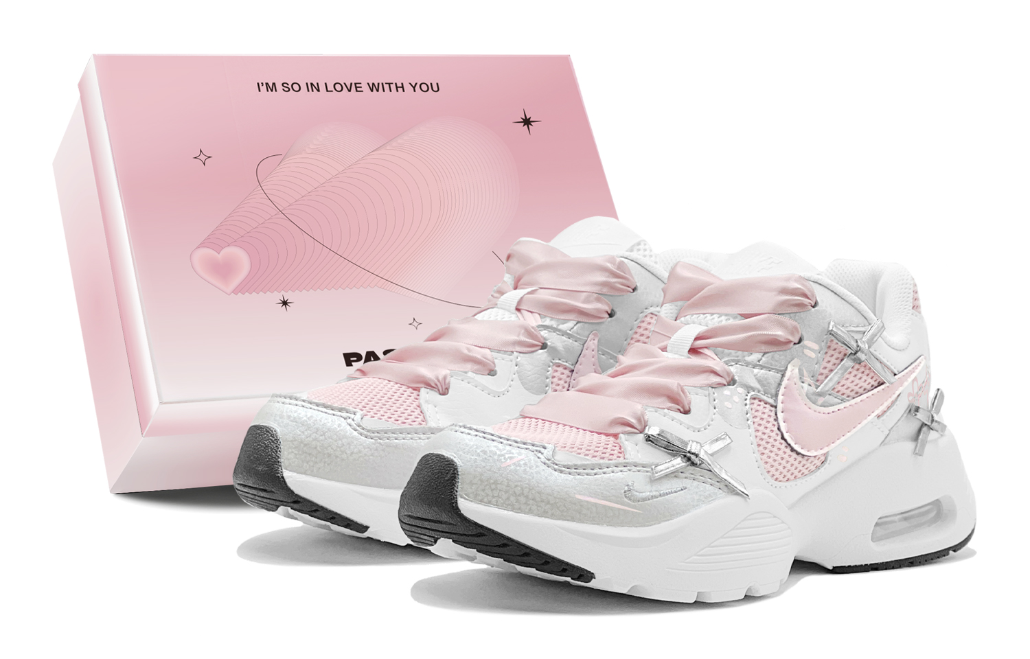 Nike Air Max Fusion Abrasion Resistant Coverage Low top Running Shoes Women’s Silver Pink White