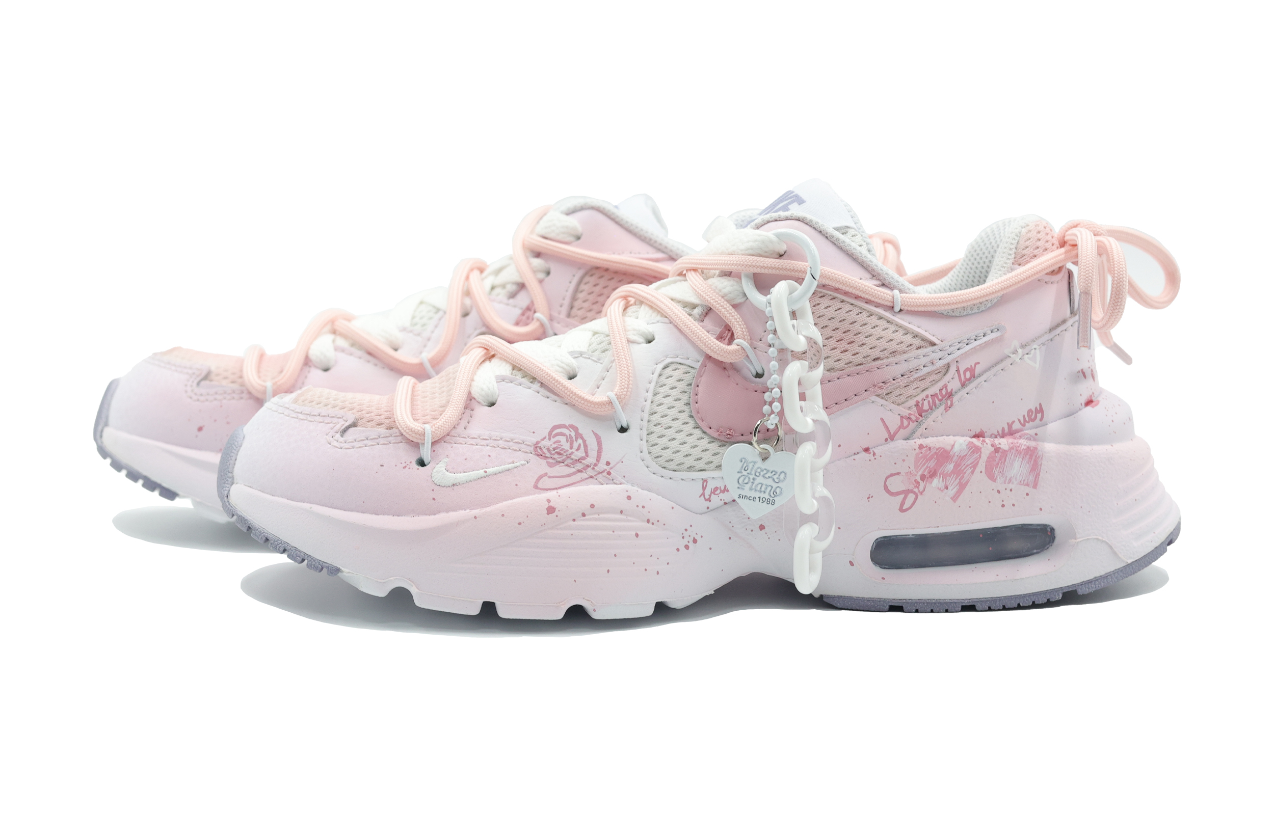 Nike Air Max Fusion Slip Resistant Abrasion Resistant Low top Running Shoes Women’s Pink White