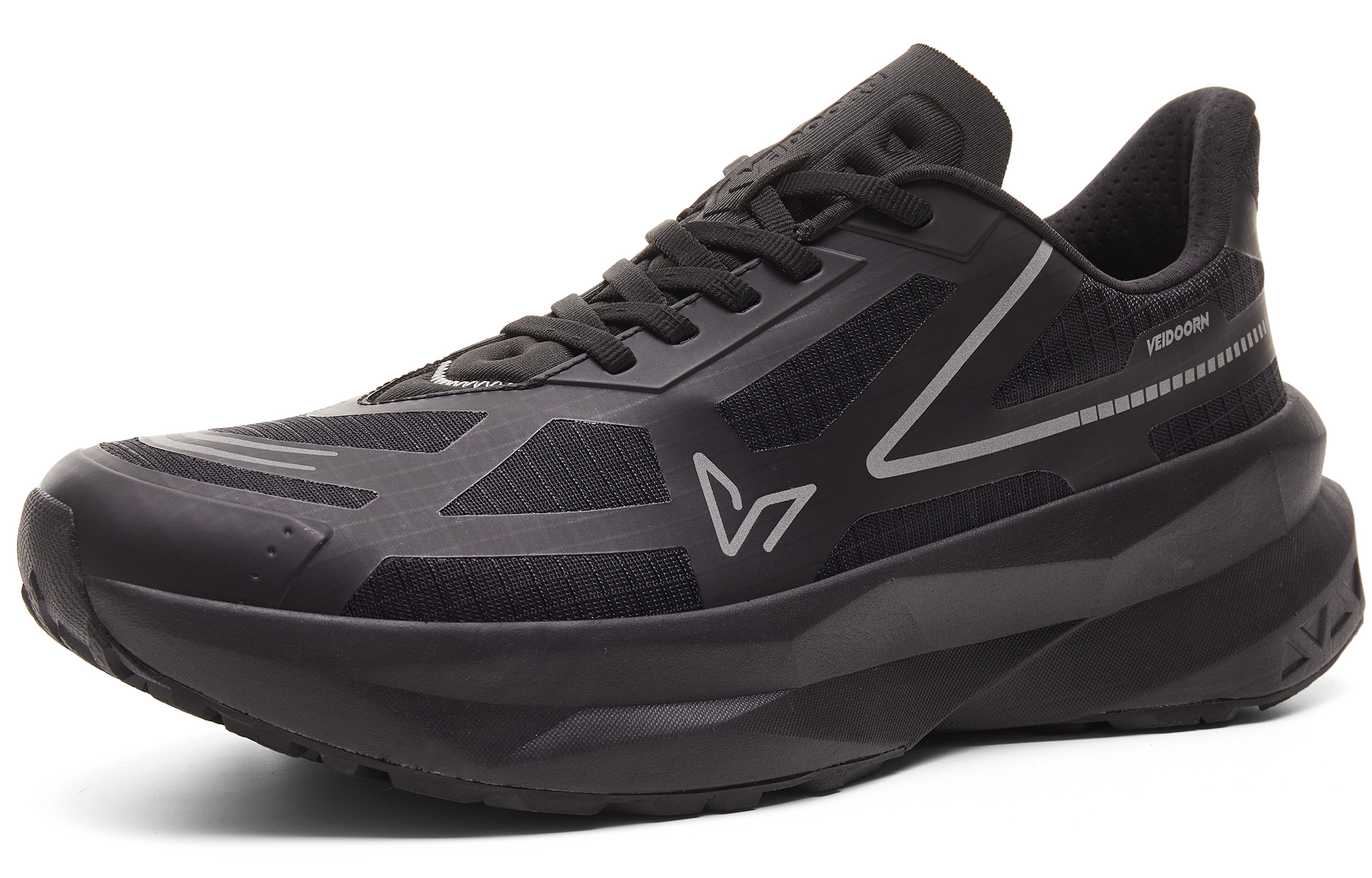 VEIDOORN Running Shoes Unisex Low Top Black