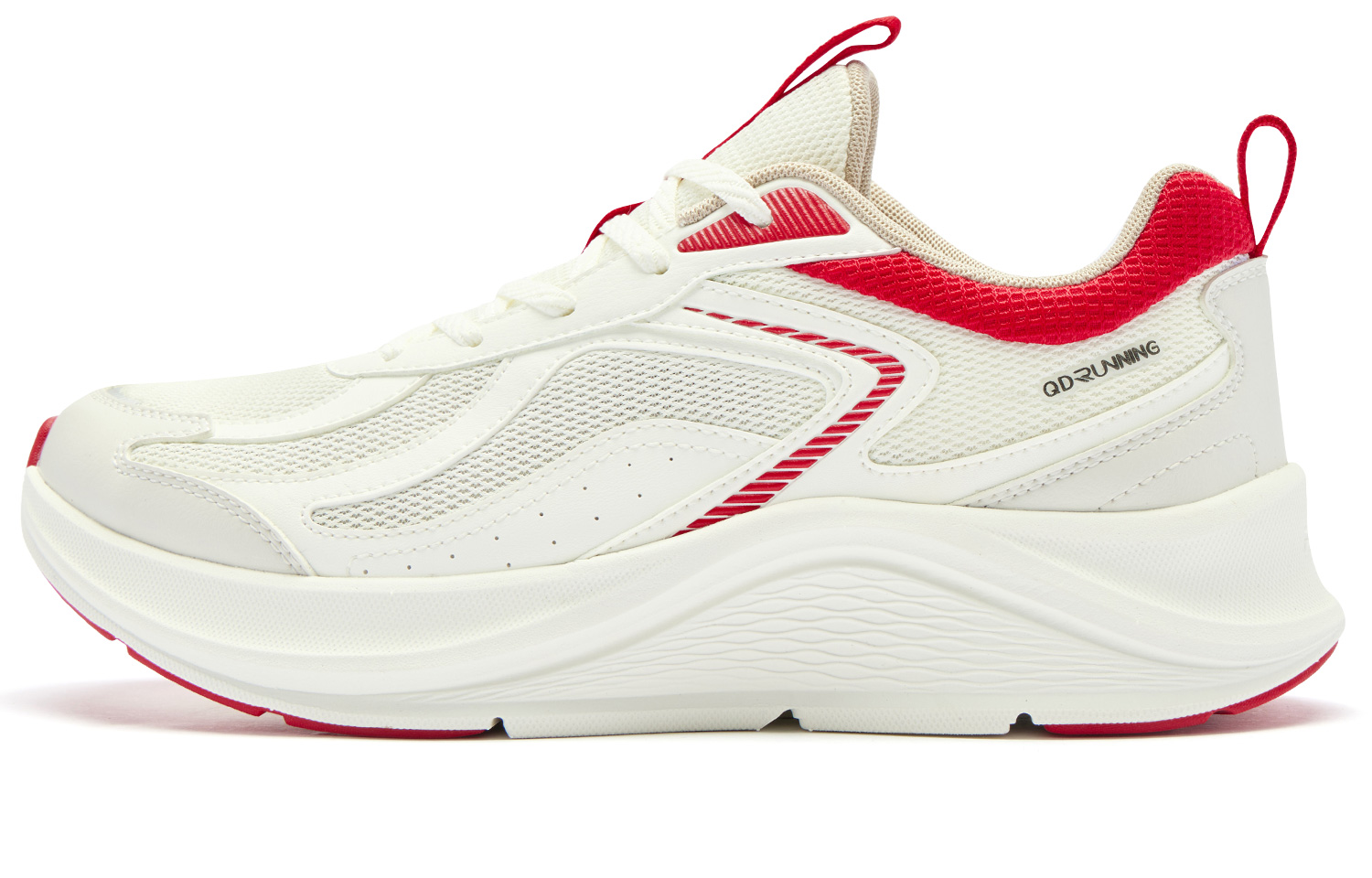 QIAODAN Textile, Synthetic Leather Slip Resistant Abrasion Resistant Low top Running Shoes Women’s Ivory Crescent