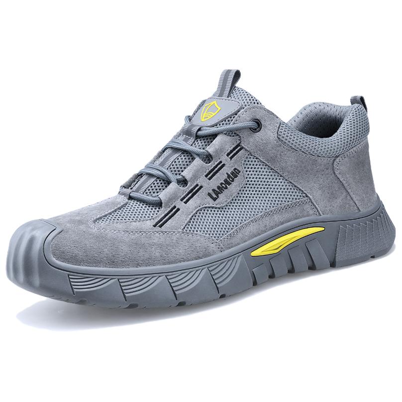 LANOUDUN Safety Shoes For Men Abrasion Resistant, Breathable, Impact Resistant Low top Outdoor Shoes Unisex Gray