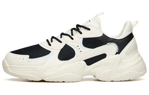 Anta Synthetic Leather Mesh Lightweight, Wear resistant, And Non slip Low top Chunky Sneakers Men's White Black