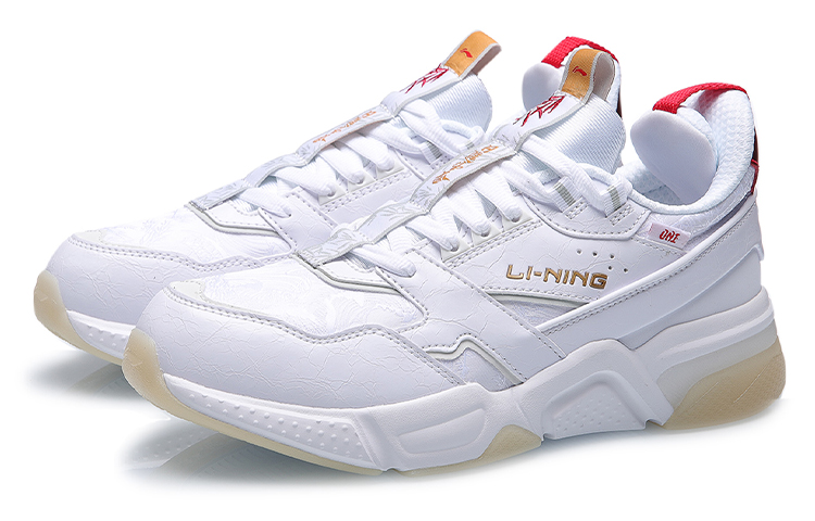 LiNing 001 Daily Gold Rush Journey CNY Durable Breathable Low-Top Running Shoes Women’s White Red