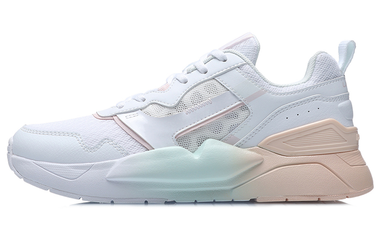 Li Ning Cushioning Slip Resistant Abrasion Resistant Low top Running Shoes Women’s White Apricot