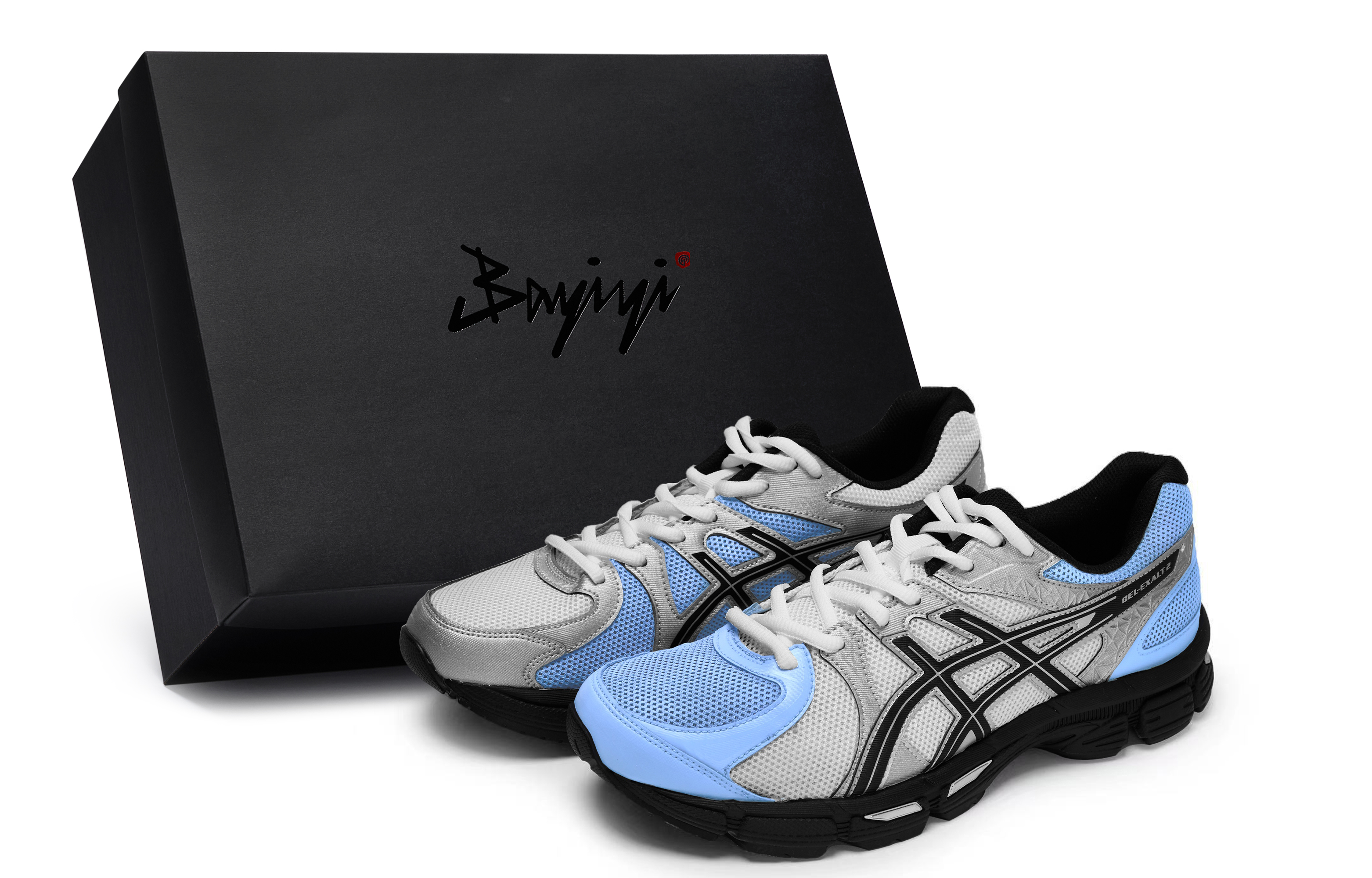 Asics Gel Exalt 2 Cushioning, Wear Resistant Low top Running Shoes Men’s Black Silver Blue