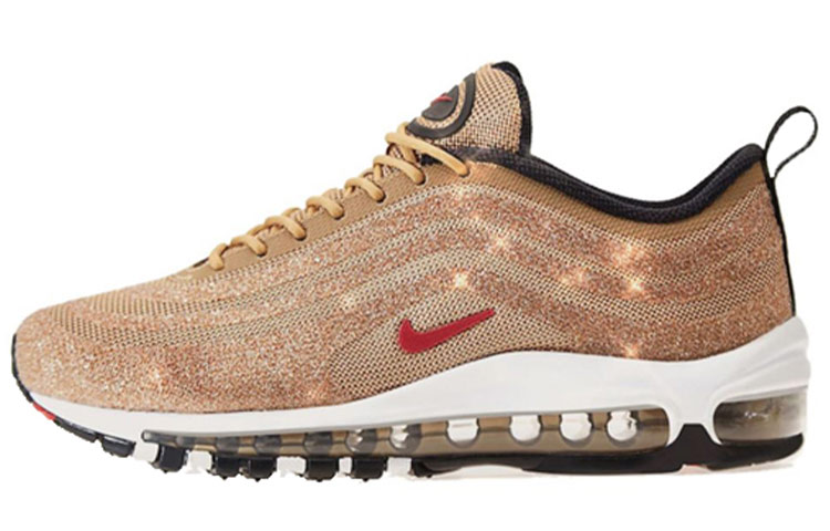 Nike Air Max 97 Retro Gold Crystal Gold Bullet Fabric Shock Absorbing Breathable Low Top Air Cushion Casual Running Shoes Women's Gold