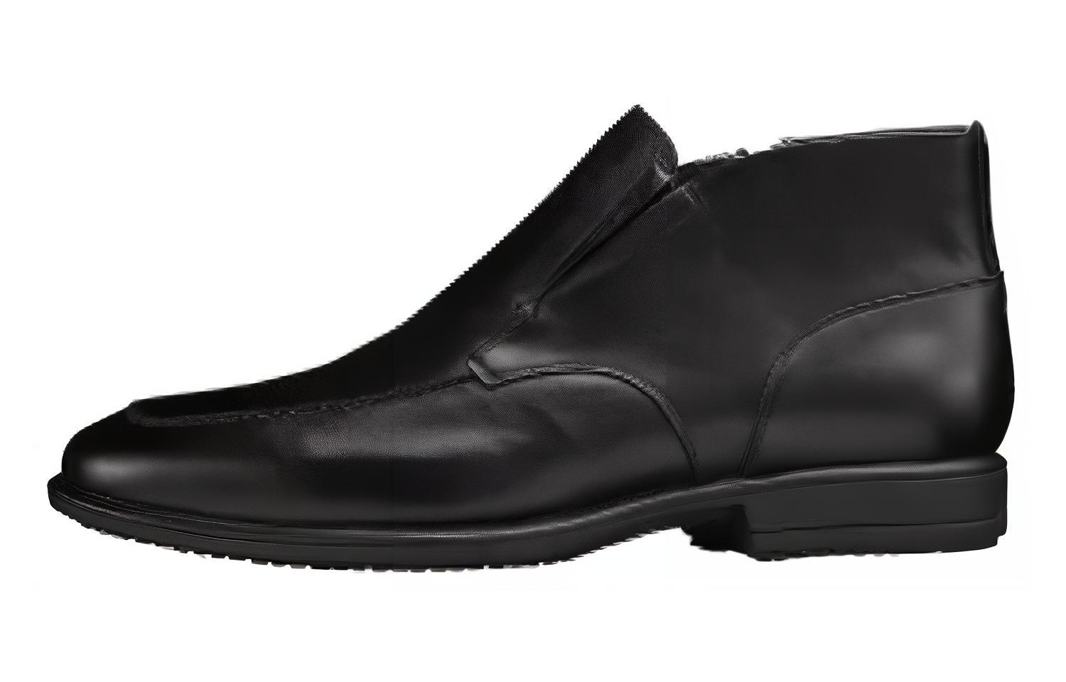 Asics Pedala Leather Comfortable Round Toe Ankle Boots Men's Black
