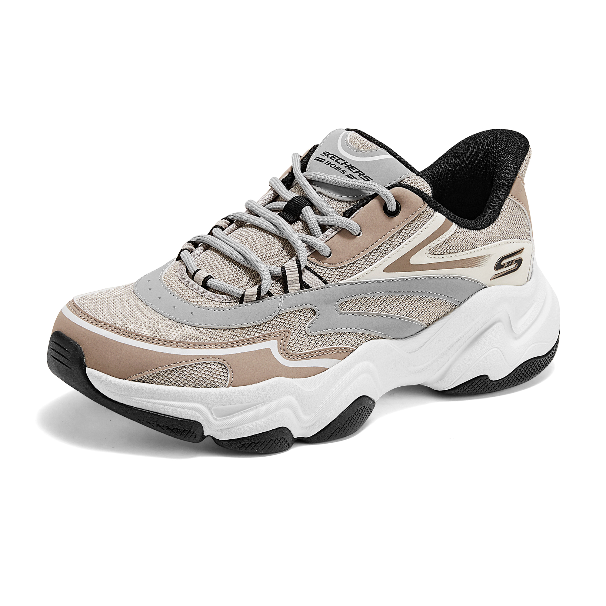 Skechers BOBS Sport Synthetic Leather Slip Resistant Abrasion Resistant Low top Running Shoes Men’s White Brown