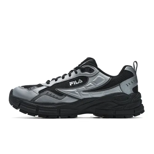 FILA Blade Textile, Synthetic Leather Low top Casual City Commuting Running Shoes Men's Black Silver