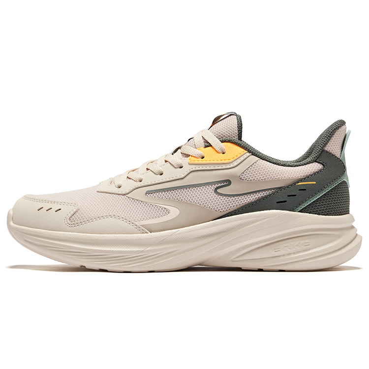 Erke Hunt Slip Resistant Lightweight Rebound Low top Running Shoes Men’s Eggnog Gray Light Linen