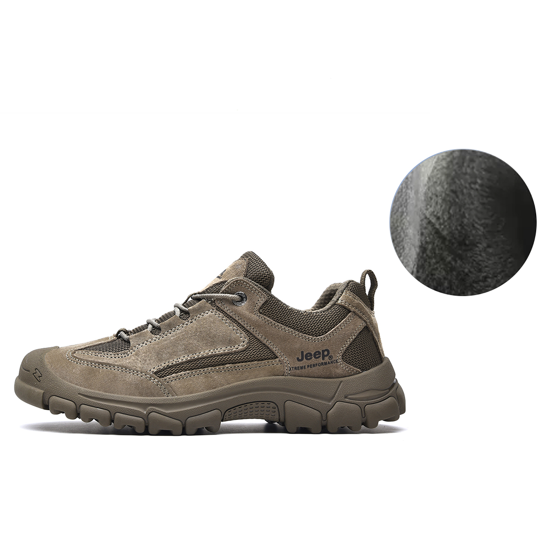 Jeep Hiking, Fleece Lined And Thickened Low top Outdoor Shoes Men’s Camel