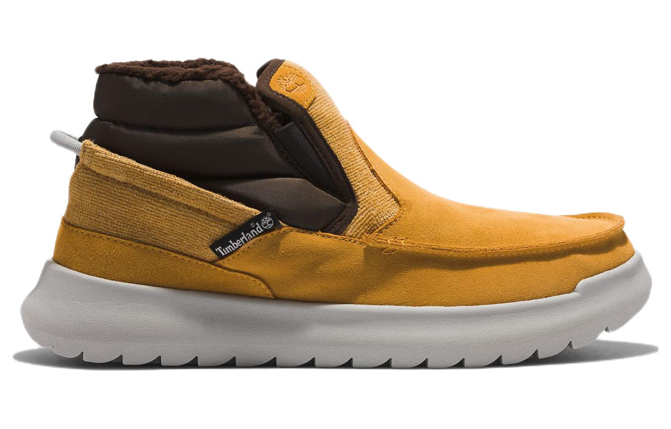 Timberland EZ LOUNGE Leather Abrasion Resistant Abrasion Resistant Mid top Outdoor Boots Men’s Yellow White