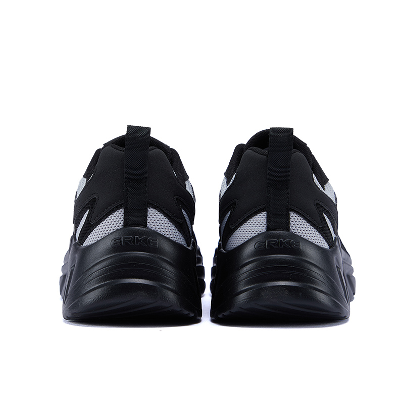 Erke Running Shoes Men’s Low Top Jet Black, Bright Silver