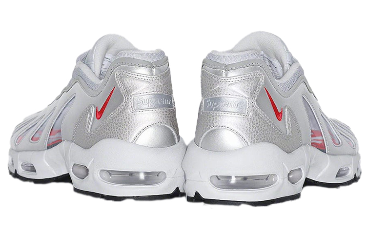 Мужские кроссовки Supreme x Nike Air Max 96 (серебристо-бело-красные) — Серебристый / белый / красный — фото 5