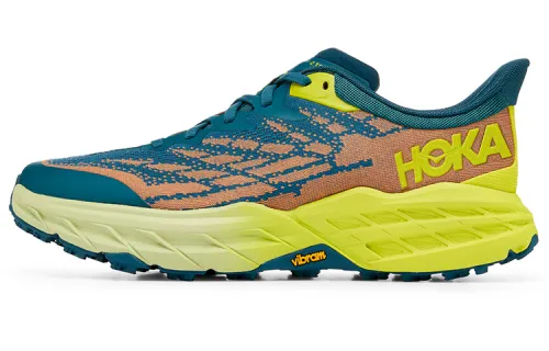 HOKA ONE ONE Speedgoat 5 comfortable fabric synthetic leather shock-absorbing and breathable low-top cross-country running shoes men's coral blue
