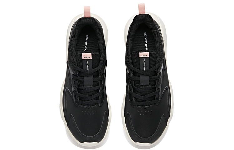 Anta Running Collection Casual Textile, Synthetic Leather Abrasion Resistant Low top Running Shoes Women’s Black