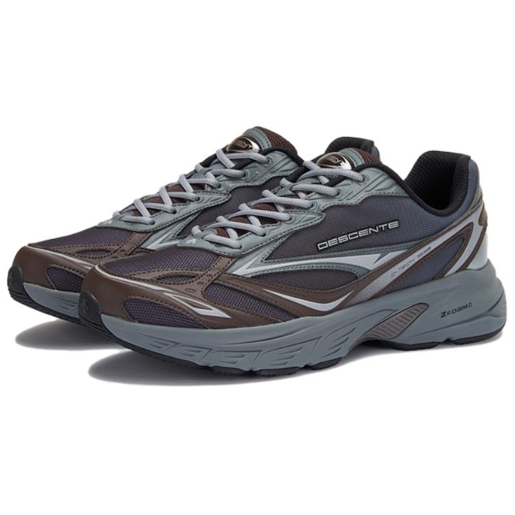 DESCENTE SPORTS STYLE Slip Resistant Abrasion Resistant Low top Casual Running Shoes Unisex Gray Brown