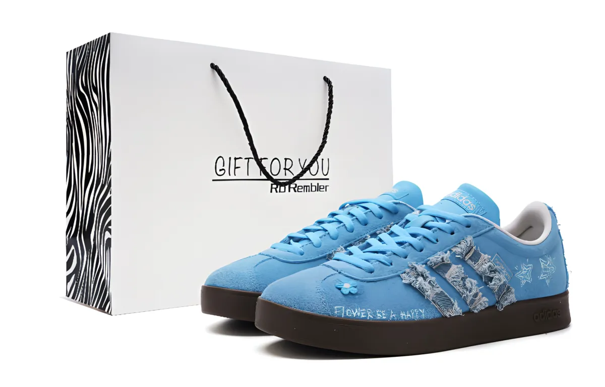 Adidas VL COURT 2.0 Slip Resistant Low top Skateboard Shoes Unisex Blue