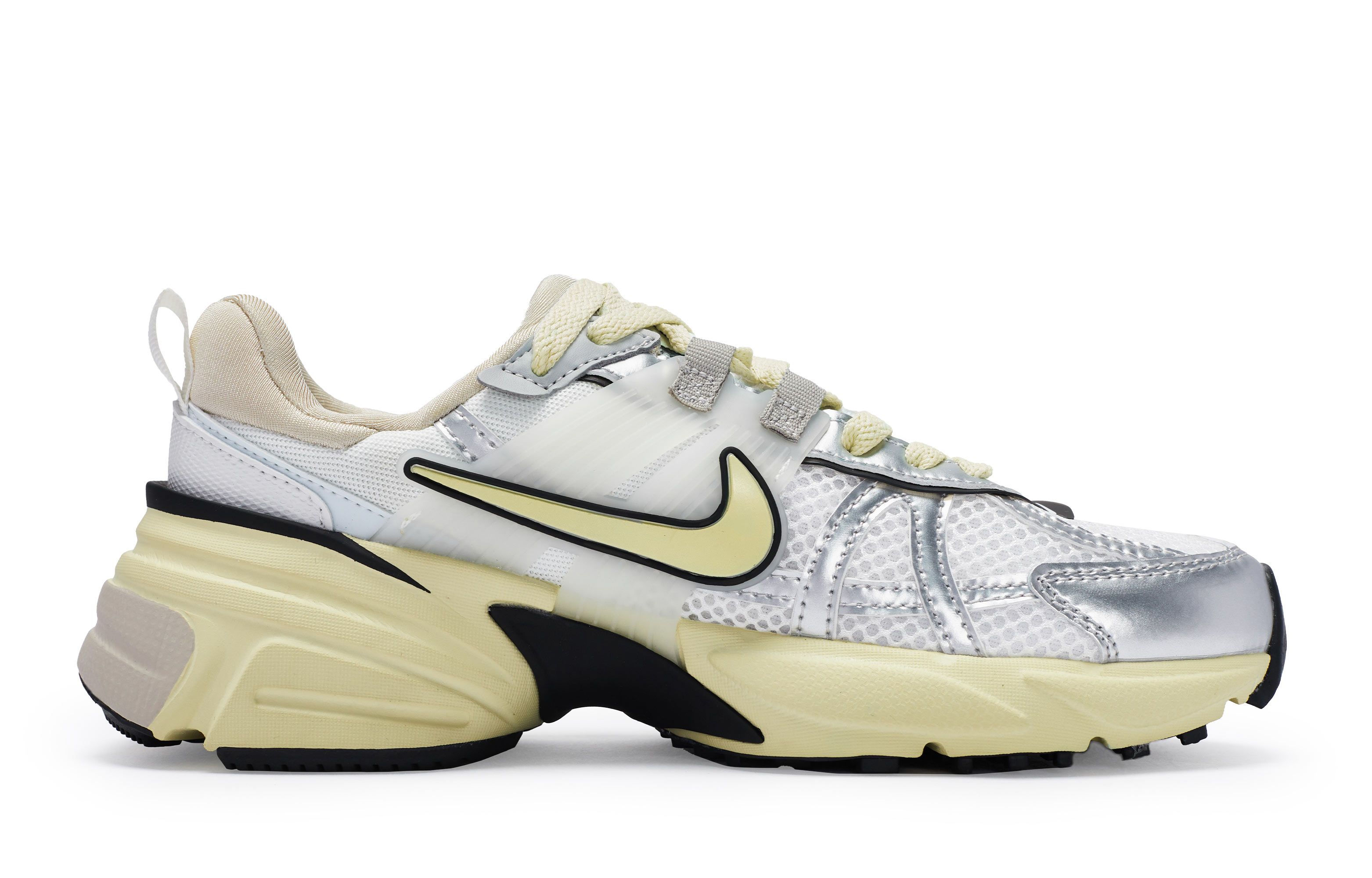 Nike V2K Run Cushioning Slip Resistant Waterproof Low top Running Shoes Women’s White Silver Beige Yellow