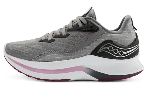 Saucony Mesh, Textile Cushioning Slip Resistant Abrasion Resistant Low top Running Shoes Women's Gray Pink