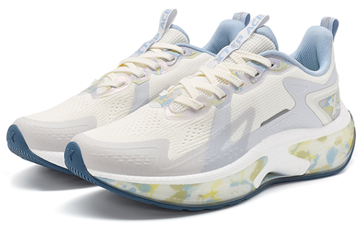 XTEP Dynamic Foam Slip Resistant, Abrasion Resistant, Breathable Low top Casual Running Shoes Women’s White Gray Blue