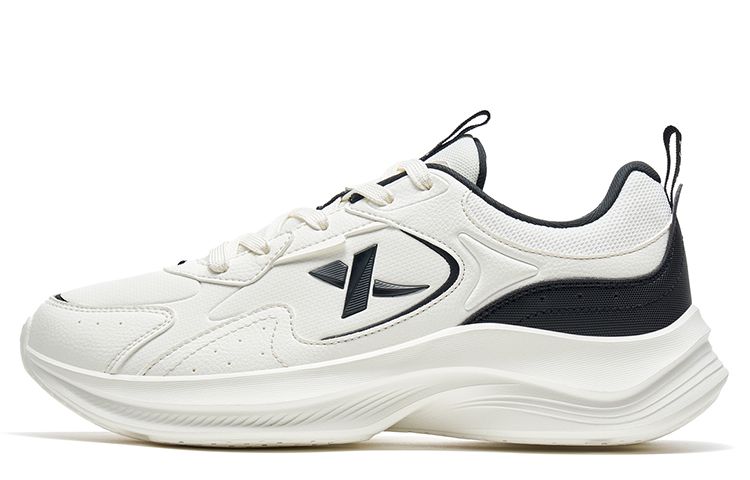 XTEP Comfortable Textile, Synthetic Leather Slip Resistant Abrasion Resistant Low top Running Shoes Men’s White Black