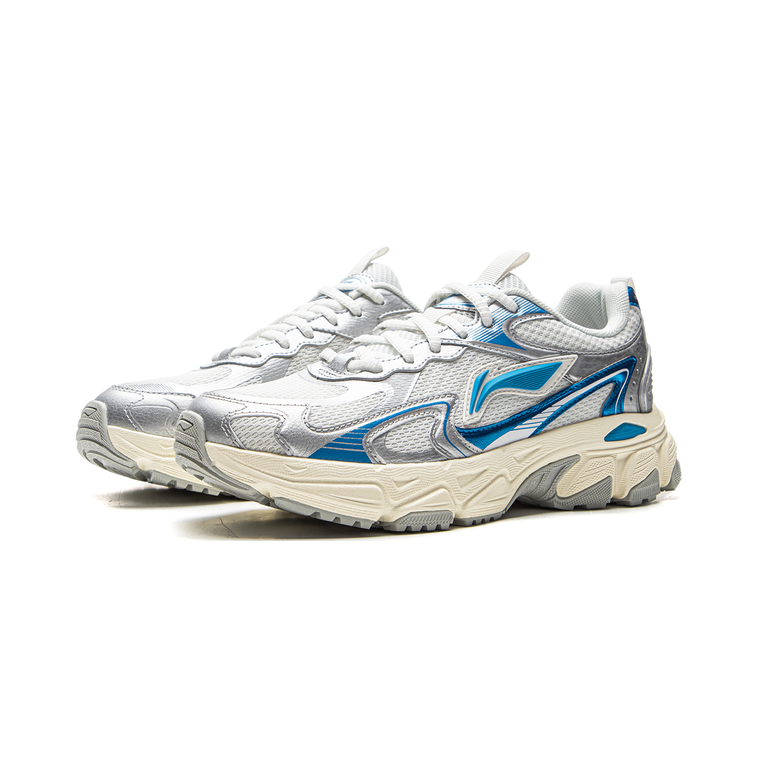 LiNing Cushioning, Slip Resistant, Abrasion Resistant, Rebound Low Top Running Shoes Women’s White Gray Silver