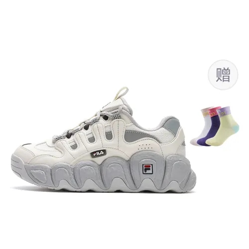 FILA Croissant Textile, Synthetic Leather Low top Running Shoes Women's White Gray