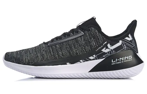 Li Ning Akasaka Slip Resistant Abrasion Resistant Low top Running Shoes Unisex Black White