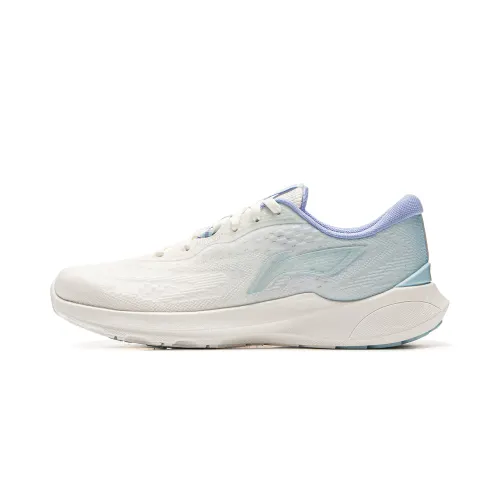 LiNing Qingyi Cushioning Rebound Breathable Low-Top Sprint Running Shoes Women's White Blue