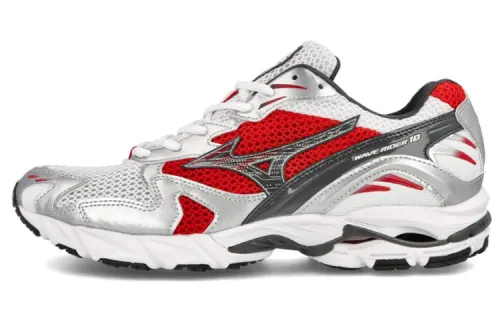 Mizuno Wave Rider 10 Abrasion Resistant Slip Resistant Lightweight Low top Running Shoes Men's White Red